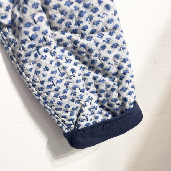 Soft Surroundings Jacket Petite Medium PS Blue Quilted Stitch Floral Cottage - Picture 9 of 9